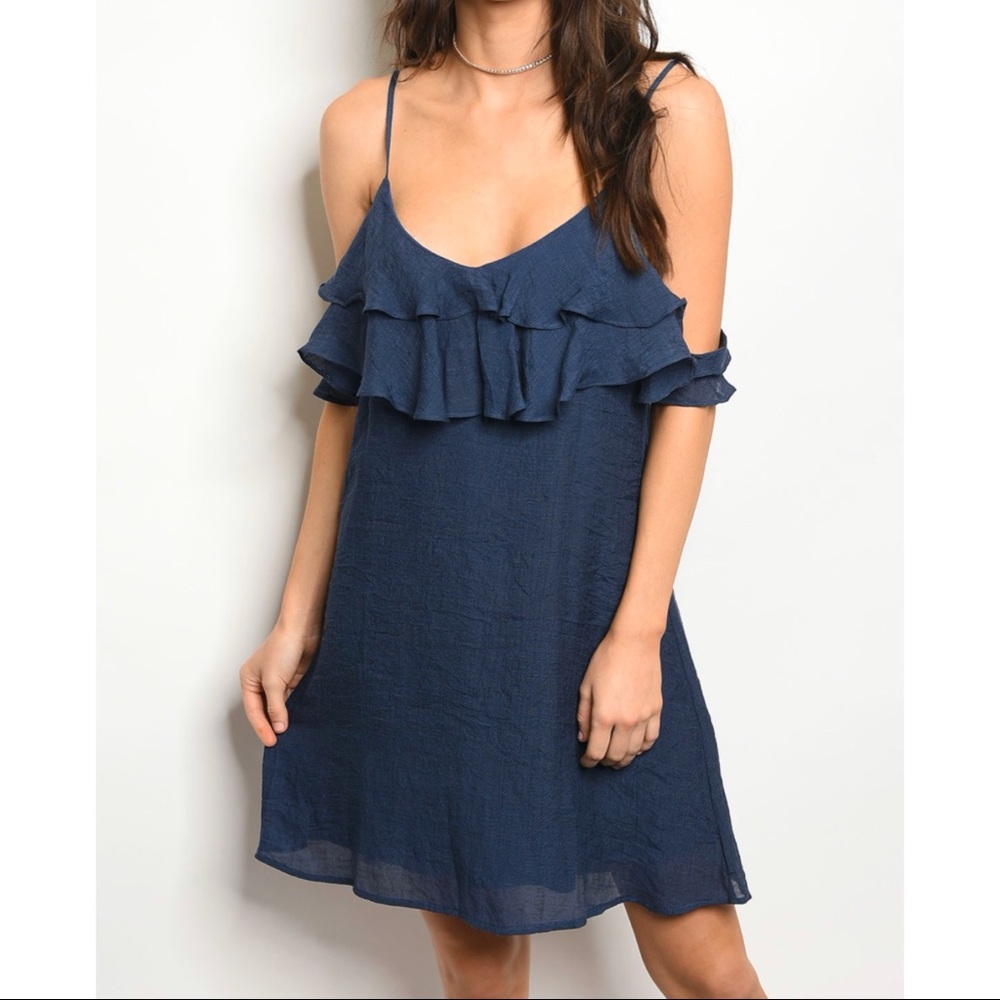 NWOT Off the Shoulder Dress, Navy
